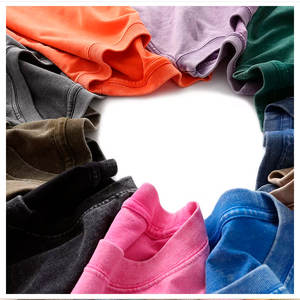 2025 gros logo personnalisé impression plaine teint lavé poids lourd coton humidité respirant ajusté lâche hommes t-shirts - Product Image 6