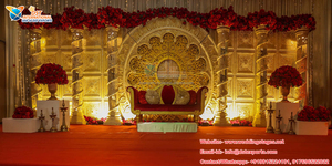 Grandeur scène de mariage avec piliers et panneaux décor de mariage sud-indien Inspire scène grand décor de scène pour les mariages sri-lankais - Product Image 4