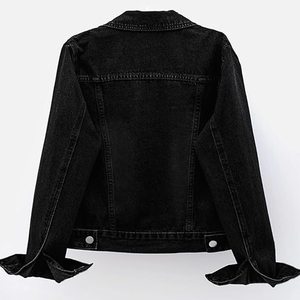 Chaqueta Vaquera Corta de Mezclilla para Mujer, Estilo Informal, Holgada, Lavado Oscuro, Mezcla de Poliéster/Algodón, con Botones, Cortavientos y Transpirable - Product Image 6