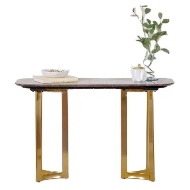 Top Kwaliteit Marmeren Console Tafel Voor Woon-En Eetkamer Met Bruin Marmer En Gouden Poten Best Verkopend