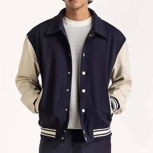 College Varsity Men's Letterman Bomber <b>Jacket</b> <b>Mandarin</b> <b>Collar</b> Baseball Style Custom Plaid Pattern Front Logo Winter - Product Image 1