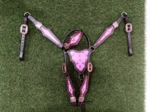 Meilleure vente sur mesure 100% cuir de vache une oreille tête avec collier de poitrine et sangle de flétrissement fabricant - Product Image 3