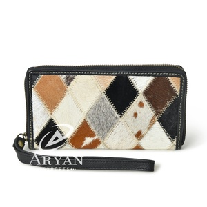 Nueva llegada Real hecho a mano de piel de vaca cuero muñequera embrague monedero carteras Western parche carteras Venta caliente Piel de cuero embrague - Product Image 1