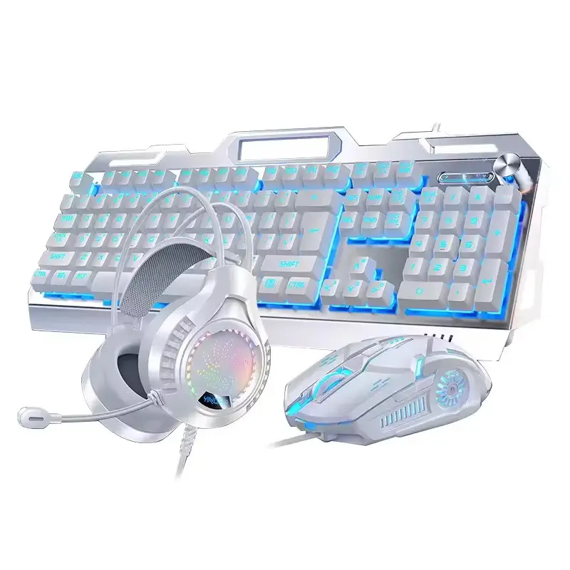 Teclado mecânico para jogos com luz de fundo LED 104 de alta qualidade USB ergonômico RGB teclado mouse para jogos