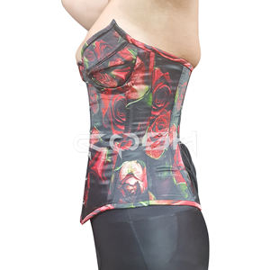 Corset à armatures en acier, style overbust, à motif floral de roses rouges, à prix de gros - Product Image 4