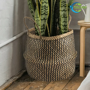 Cestas decorativas naturales para el vientre de hierba marina, cesta de paja multiusos hecha a mano para juguetes, lavandería, mantas y cubiertas para macetas - Product Image 4