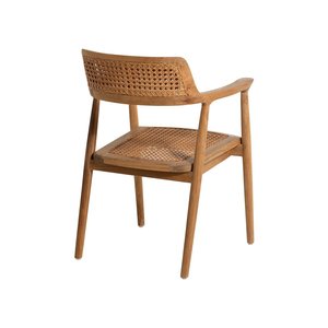 Sillón de comedor de madera maciza Grenda TEak de alta calidad con acabado Natural y ratán tejido para uso en el comedor - Product Image 2