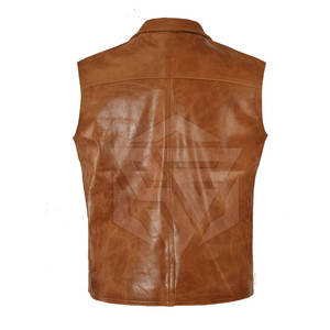 Chaleco informal de cuero genuino de alta calidad para hombre, con cuello en V, ropa exterior transpirable personalizable para el invierno - Product Image 3