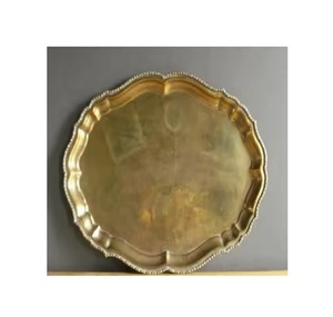 ELEGANT DESIGNS Gold Finished Metal <b>Serving</b> Tray Excellent Quality Handmade <b>Platter</b> Classic Stylish Eco-Friendly Customizable - Product Image 1