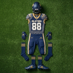 Ensemble de maillot et pantalon de football américain personnalisé bleu marine et or, uniforme d'équipe rembourré, fabricant de vêtements de sport en gros - Product Image 6