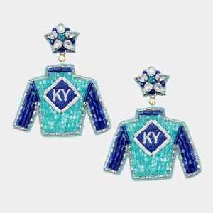 Conjunto DE BODA bohemio de estilo americano europeo-Pendientes occidentales con cuentas azules y amarillas Rani con tachuelas doradas Diseño clásico al por mayor - Product Image 6