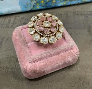 Clásico tradicional desgaste Real Kundan chapado en oro ajustable elegante anillo para bodas fiestas compromisos desgaste para mujeres - Product Image 4