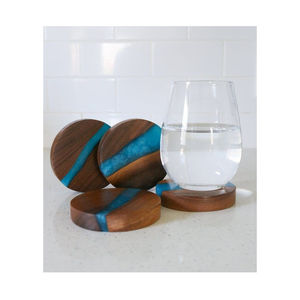 Juego de 4 Posavasos Cuadrados de Madera, Hechos a Mano con Madera de Olivo y Resina Rosa, para Decoración del Hogar, Accesorios de Bar al por Mayor - Product Image 6