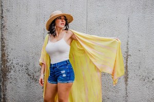 Hermoso Kimono de Verano para Mujer, Corte Regular, Estilo Bikini, Cuello en V Profundo, Tie Dye, RAYÓN Ecológico y Transpirable, a la Moda - Product Image 6