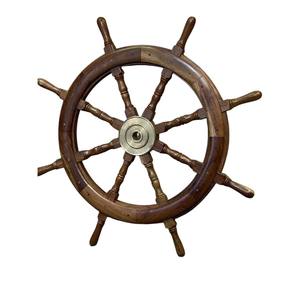 Rueda de barco de madera náutica grande al por mayor accesorios de decoración del hogar artesanía de madera natural rueda de barco decorativa 100% hecha a mano - Product Image 5