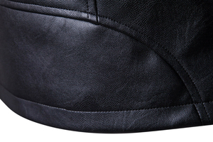 Wholesale 2025 Winter <b>Men's</b> Custom Fashion <b>Jacket</b> Genuine Leather <b>Reversible</b> Biker Style Stand Collar Fur Quilted Design - Product Image 6