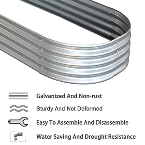 Maceta de cama de jardín elevada de acero galvanizado, jardín doméstico, resistente a la intemperie, diseño moderno con recubrimiento en polvo para flores y verduras - Product Image 5