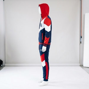 Conjunto Deportivo para Hombre, Sudadera con Capucha y Pantalones Jogger en Bloques de Color Rojo, Blanco y Azul Marino, Ropa Deportiva para Gimnasio, Entrenamiento, Running y Fitness - Product Image 4