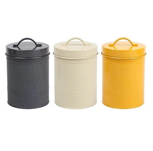 Multi-Color Iron Metal Food Storage Canister <b>Set</b> for Kitchen <b>Tea</b> <b>Coffee</b> <b>Sugar</b> Canister With Lid Made of Steel - Product Image 1