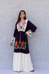 Robe longue brodée multicolore à manches longues pour femme, nouvelle collection été - Product Image 4