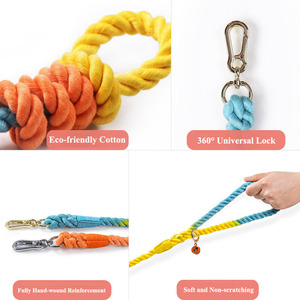 Macramé personalizado Paracord Color Pastel redondo empuñadura tejida hecha a mano Color degradado Nylon perro Correa 6 pies cuerda hecha a mano - Product Image 2