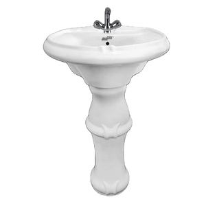 Dernière arrivée lavabo en céramique blanche la plus vendue avec piédestal articles sanitaires de forme ovale d'Inde - Product Image 1
