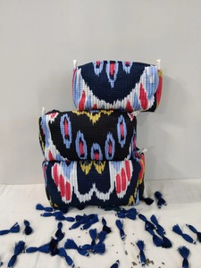 Beautiful Black 3-<b>Pc</b> Set Cotton Quilted Case Handmade Vintage Pattern Waterproof Eco-Friendly Durable Makeup Pouches Gifts - Product Image 2