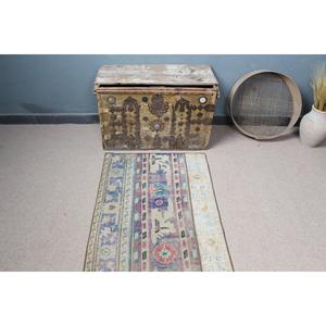 Alfombra Turca Vintage de 2.4x4.9 pies, Alfombra Pequeña, Alfombra Azul Ombré - Product Image 4