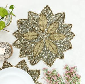 Glass Beaded coaster Mats Woven <b>Placemat</b> Table <b>Christmas</b> <b>Placemats</b> Round <b>Placemats</b> - Product Image 4