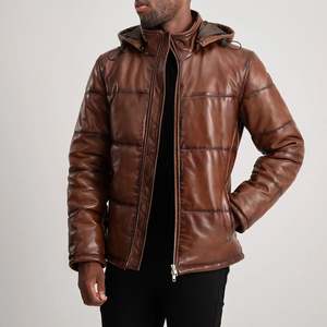 Blouson matelassé décontracté Gordon Brown en cuir PU imperméable à capuche avec fermeture éclair, style peau de mouton - Taille XS, Fourniture ODM, Brodé, Haute Qualité - Product Image 1