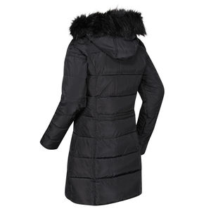 Manteau long parka en nylon isolé pour femme Noir Chauffant Grande taille Hiver Bulle rembourrée matelassé - Product Image 4