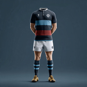 Ensemble de maillot de rugby de haute qualité à séchage rapide pour hommes, nom d'équipe sportive personnalisé, football pour polos et shorts - Product Image 1