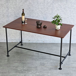 Industrial-Style <b>Extendable</b> <b>Dining</b> <b>Table</b> 140x80cm Rubber <b>Wood</b> Top with Iron Pipe Legs BA68171 Sintered Stone Surface - Product Image 2