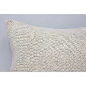 Oreiller en laine beige rayé subtil 16x24 pouces Motif vintage Technique de patchwork tissé Kantha - Product Image 2