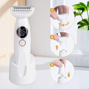 Rasoir électrique intime rechargeable USB 5-en-1 pour femme, étanche IPX7, tondeuse corps et visage avec épilateur pour la ligne du bikini - Product Image 3