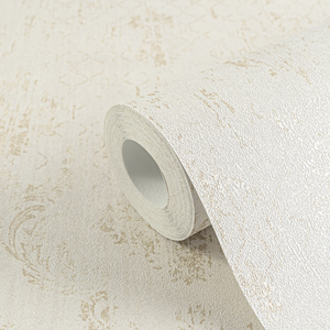 Made Germany European Damask <b>Wallpaper</b> Rolls White Gold Non Woven Vinyl Textile Structure Abrasion-Resistant Light Hotel - Product Image 1