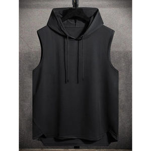 100% Cotton material Pullover Hooded Sweatshirt Autumn Sport <b>Sleeveless</b> OEM Service - Product Image 5