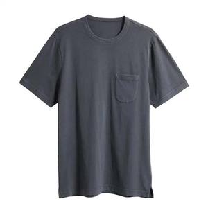 T-shirts pour hommes en vente chaude, couleur grise, col rond, t-shirts unis pour hommes avec poche latérale, vêtements d'été, coton, manches courtes, t-shirts surdimensionnés - Product Image 5
