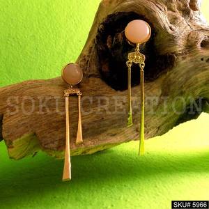 Gold Plated Gemstone Drop and Dangle Statement Design <b>Earrings</b> SKU5966 for <b>Fashion</b> Accessory - Product Image 1