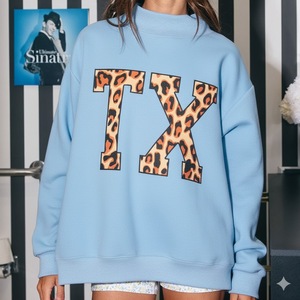 Sweat-shirt oversize pour femme en polaire d'hiver à col montant et épaules tombantes, streetwear de haute qualité, personnalisable sur le devant, polyester/coton - Product Image 1