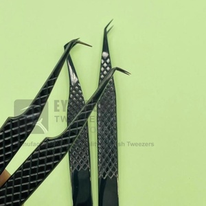 Pinzas de pestañas de plasma negro con logotipo personalizado, pinzas de extensión de pestañas de acero inoxidable, producto de etiqueta privada probado a mano - Product Image 3