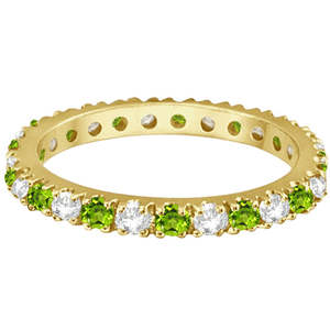 แหวนทองคำ 14K สีเหลือง ประดับเพชรและเพอริดอต ดีไซน์โรแมนติก ทรงวงแหวน ประดับพลอยรูปไข่ 0.64 กะรัต ชุบโรเดียม เหมาะสำหรับเป็นแหวนแทนใจ - Product Image 3