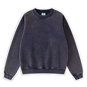 Venta al por mayor Sudadera de cuello redondo vintage ropa de calle lavado jersey de manga larga 100% algodón lavado ácido sudaderas con capucha BAR - Product Image 2