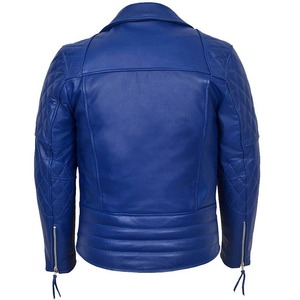 Veste d'hiver de luxe pour homme en cuir souple bleu avec détails artisanaux, imperméable et respirante, style intemporel - Product Image 6
