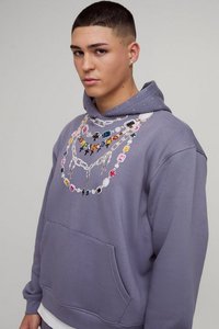 Survêtement évasé 100% coton sérigraphie Logo pantalon empilé et pull à capuche ensemble pour hommes - Product Image 3