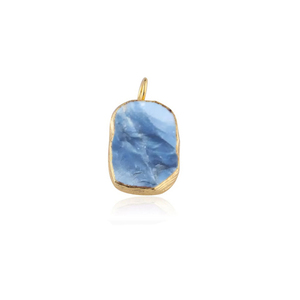 Colgante de ópalo azul crudo de Plata de Ley 925 chapado en oro de 18K Vermeil cristales curativos hechos a mano suministros de joyería al por mayor - Product Image 1