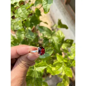 925 <b>Silver</b> Natural Red Garnet <b>Ring</b> with Topaz Fine Jewelry for <b>Men</b> Every Day Wear Platinum Cut Gemstone <b>Ring</b> - Product Image 2