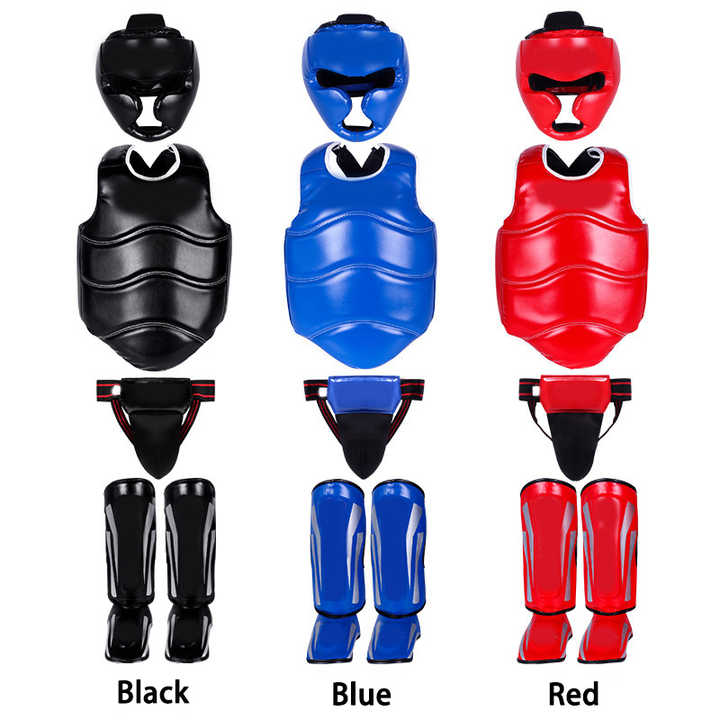 Custom PU Leather 6 Pieces Martial Arts Body Protecting Sets Kick Boxing Training Sets Professional Boxing/Sparring  Gears Sets
