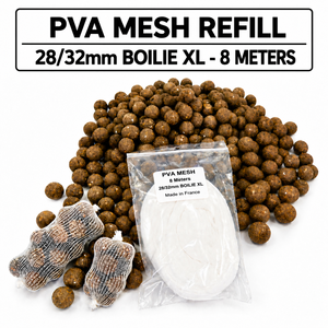 ตาข่าย PVA แบบเติมได้ ขนาด 28/32 มม. สำหรับใส่เหยื่อโบลี่ XL 8 มม. ละลายน้ำได้ เป็นมิตรต่อสิ่งแวดล้อม เหมาะสำหรับตกปลาคาร์พในน้ำจืด ผลิตในฝรั่งเศส - Product Image 1