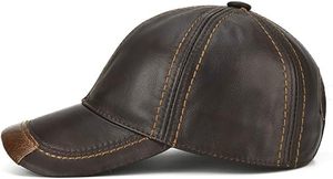 Adjustable Men's Genuine Cowhide Leather <b>Baseball</b> <b>Cap</b> for Fall Winter Outdoor Sports Hat - Product Image 2